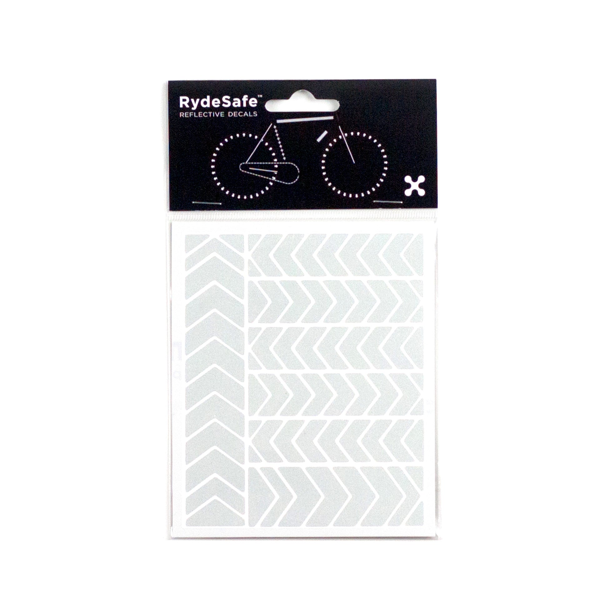 RydeSafe Reflective Bike Stickers make you safer at night - chevron kit - white