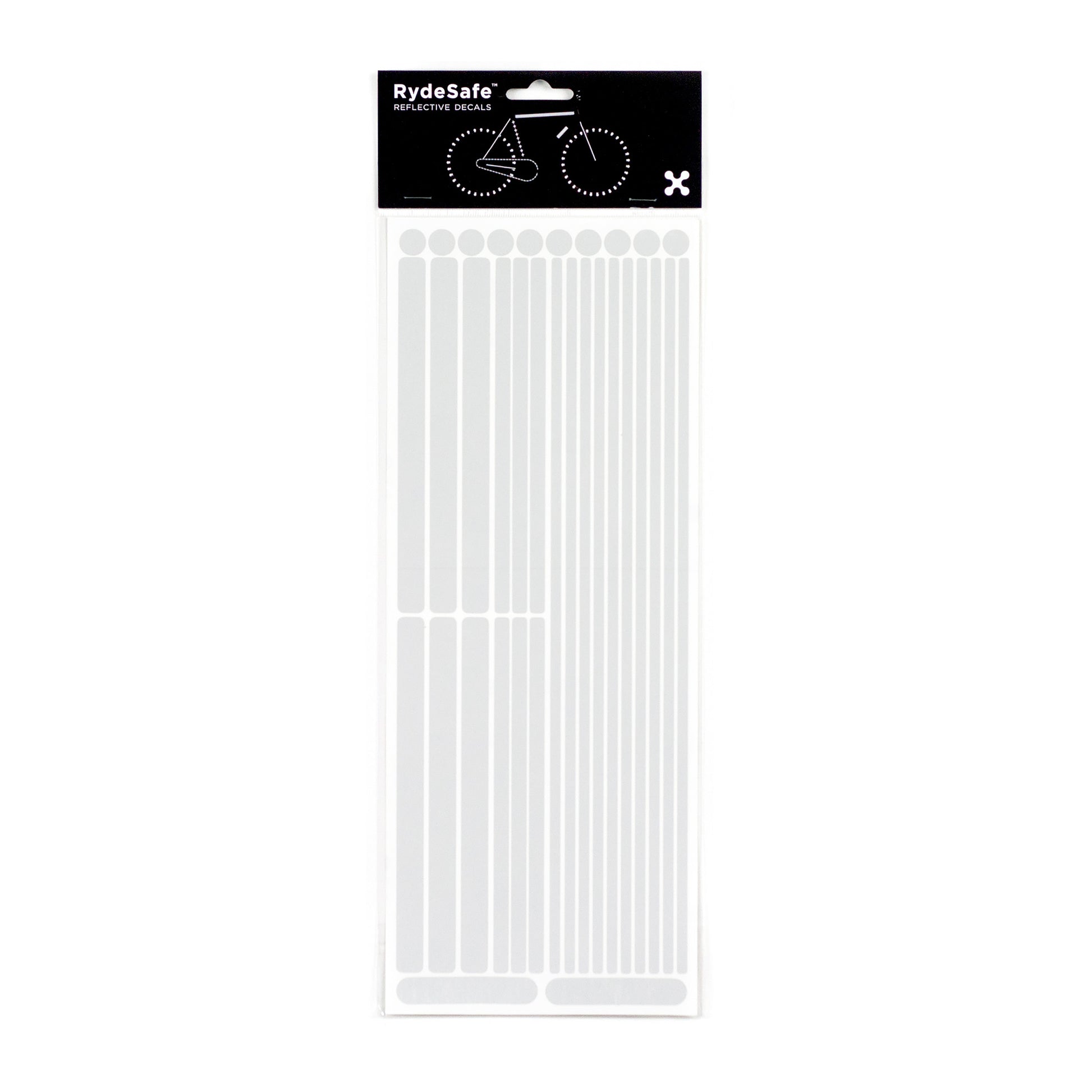 RydeSafe Reflective Stickers Multi-Shape Kit - reflective tape- - white