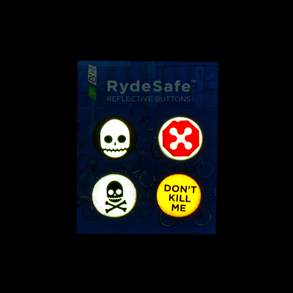 RydeSafe Reflective Buttons Kits - Gnarly Theme (4 PACK)