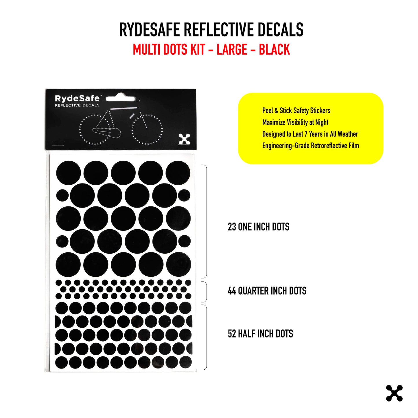 RydeSafe Reflective Stickers | Multi Dots Kit - Large