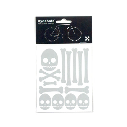 Skull and Bones Reflective Stickers for Bike (white)