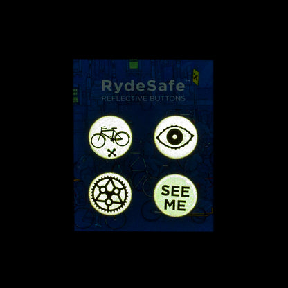 RydeSafe Reflective Buttons Kits - Cycling Theme (4 PACK)