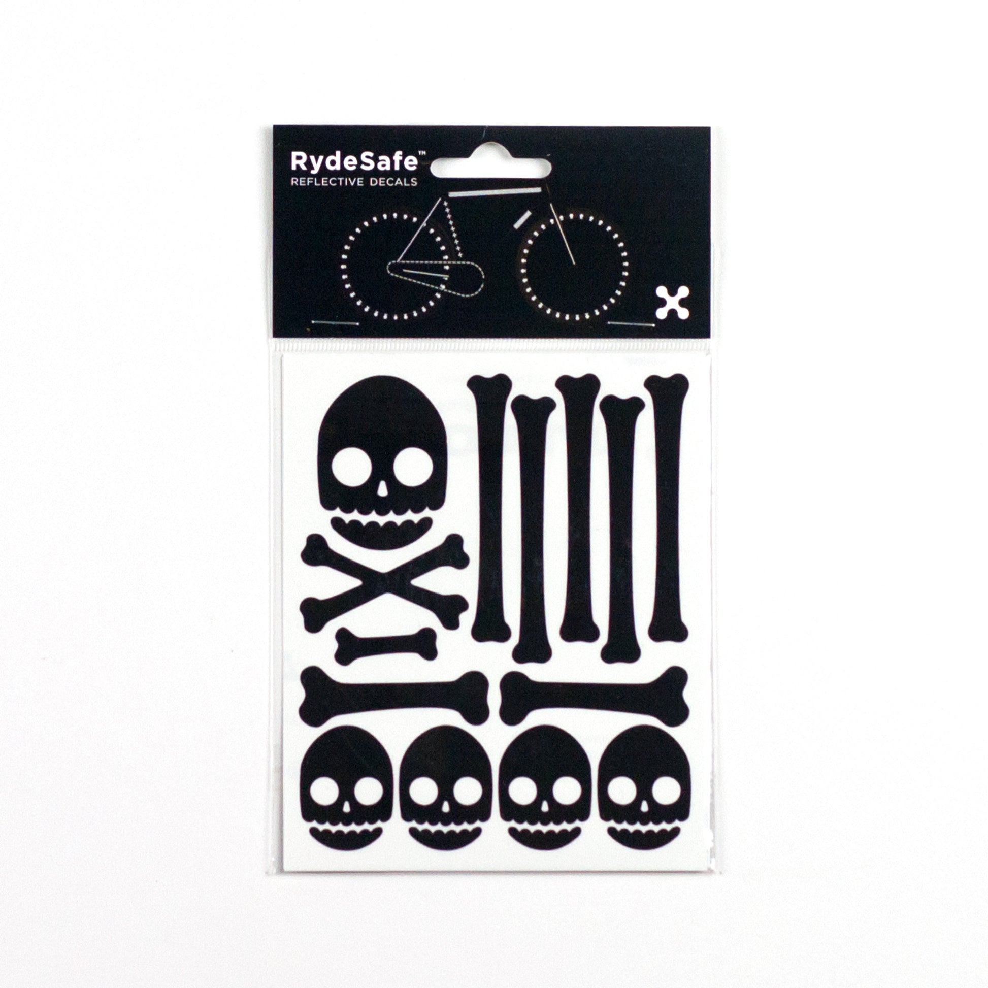Skull and Bones Reflective Stickers for Bike Black)