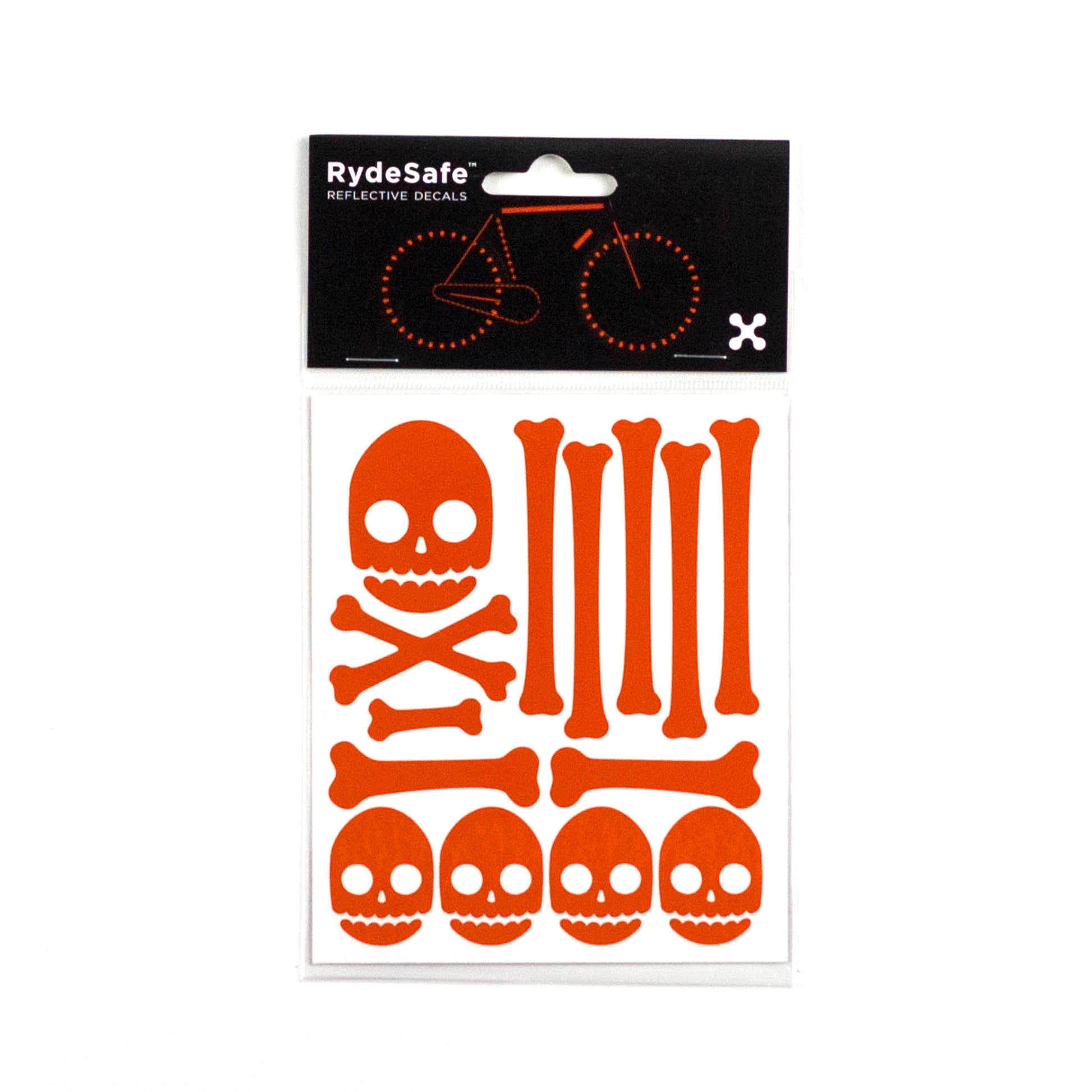 Skull and Bones Reflective Stickers for Bike (orange)