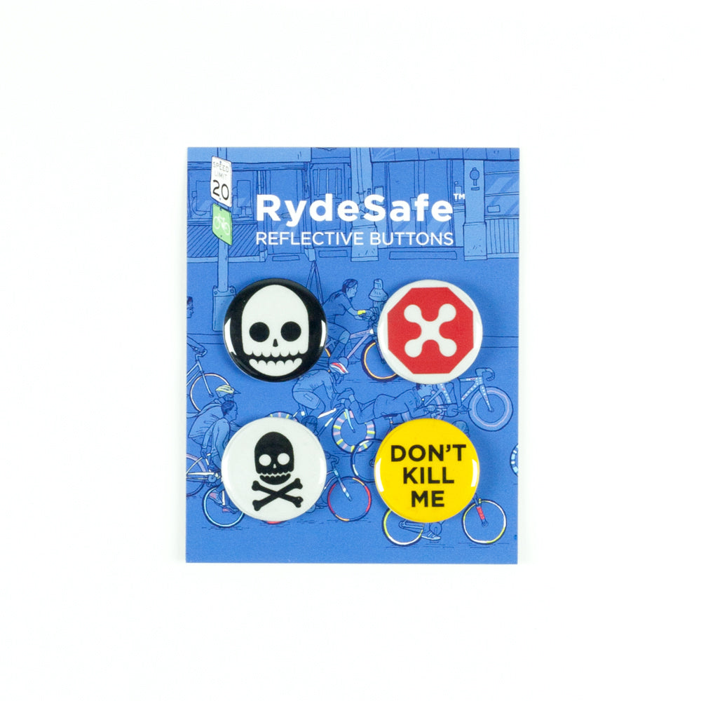 RydeSafe Reflective Buttons Kits - Gnarly Theme (4 PACK)