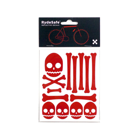 rydesafe reflective stickers - skull and bones decals for bike