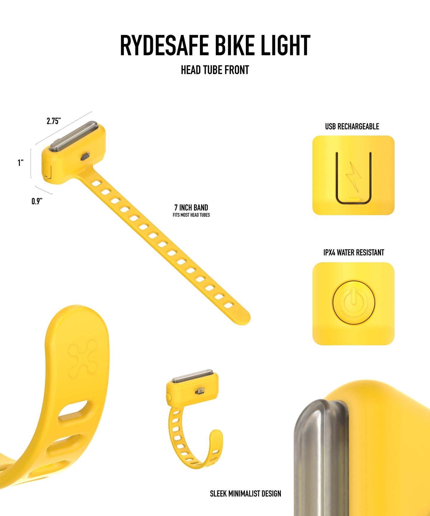 Rechargeable Bike Like for head tube mount - yellow