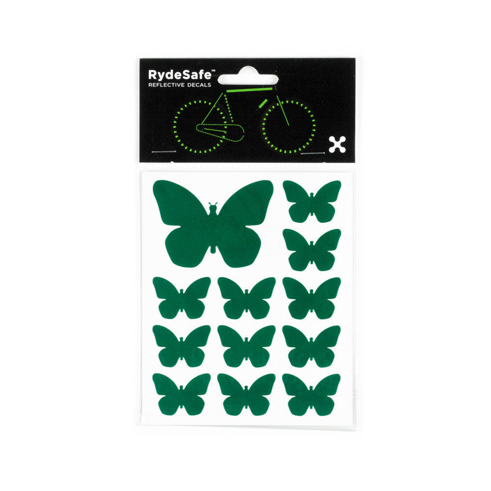 RydeSafe Reflective Decals - Butterflies Kit (green)