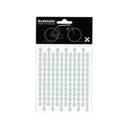 RydeSafe Reflective Decals - Chain Wrap Kit (white) Reflective stickers for bikes, motorcycles, helmets and more make your safer at night. These reflective decals reflect light  back to its source, making you more visible on the road at night and in low-light conditions. Customize your gear to your preference.