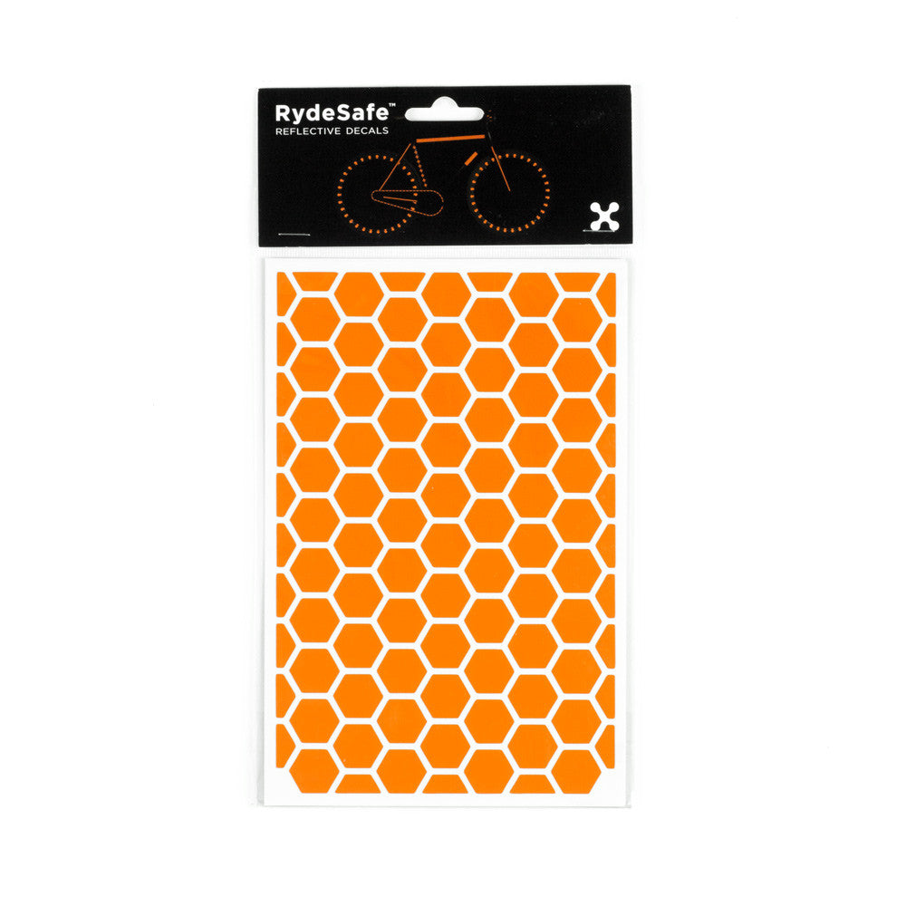 RydeSafe Reflective Decals - Hexagon Kit - Large (orange)