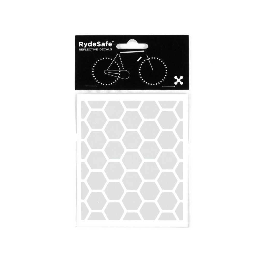 RydeSafe Reflective Stickers for bike - Hexagon Kit - Small (white)