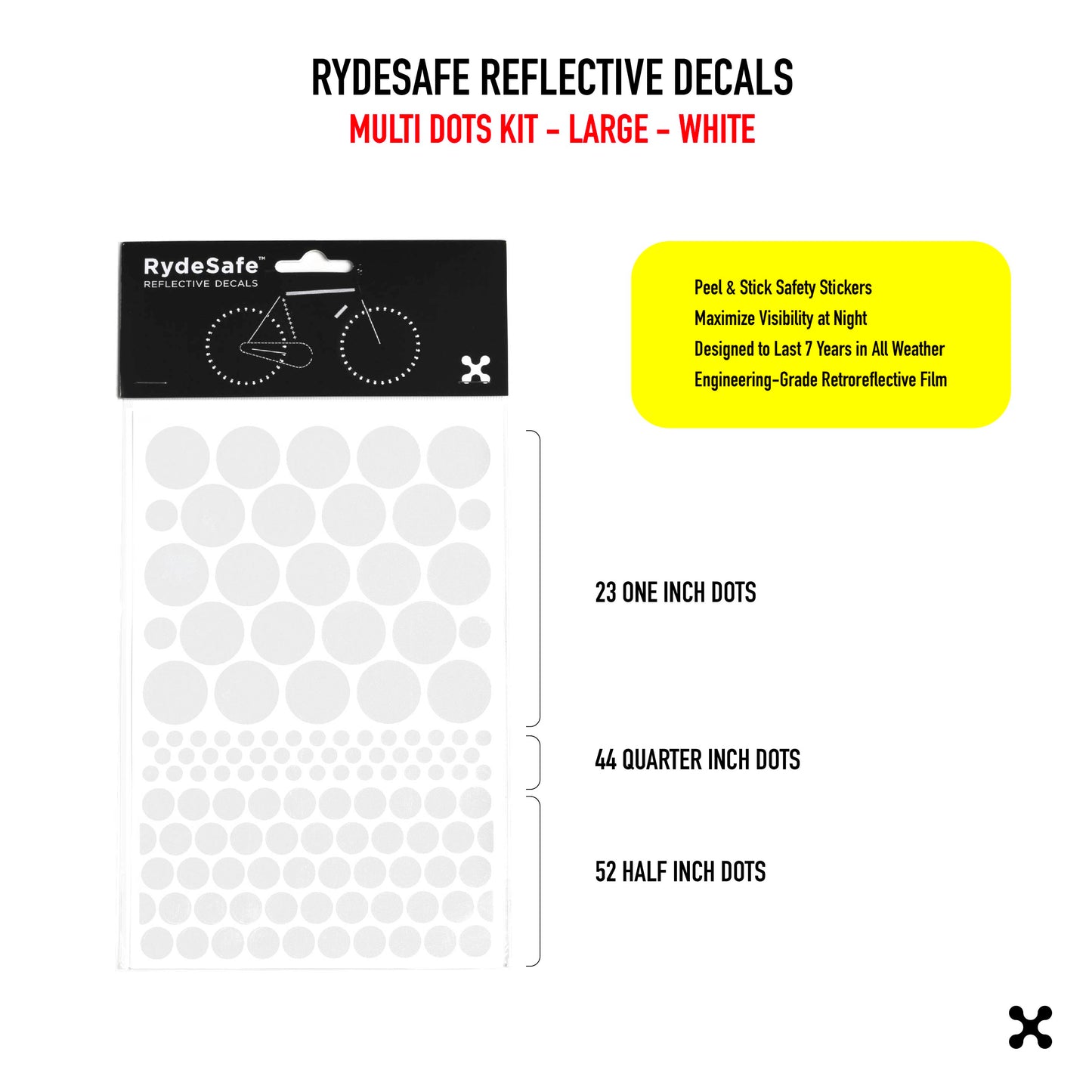 RydeSafe Reflective Stickers | Multi Dots Kit - Large